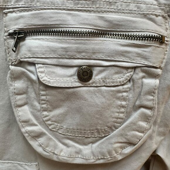 Vintage Paris Blues Cargo Pants Beige Wide Leg Drawstring Hem Lagenlook Size 5 - Picture 6 of 8